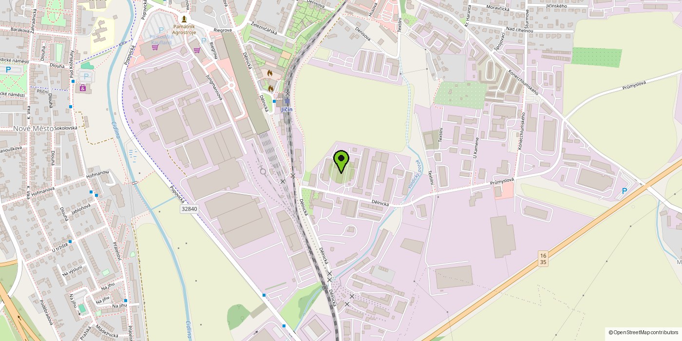 Mapa s vyznačenou polohou provozovny — Dělnická 782, Jičín